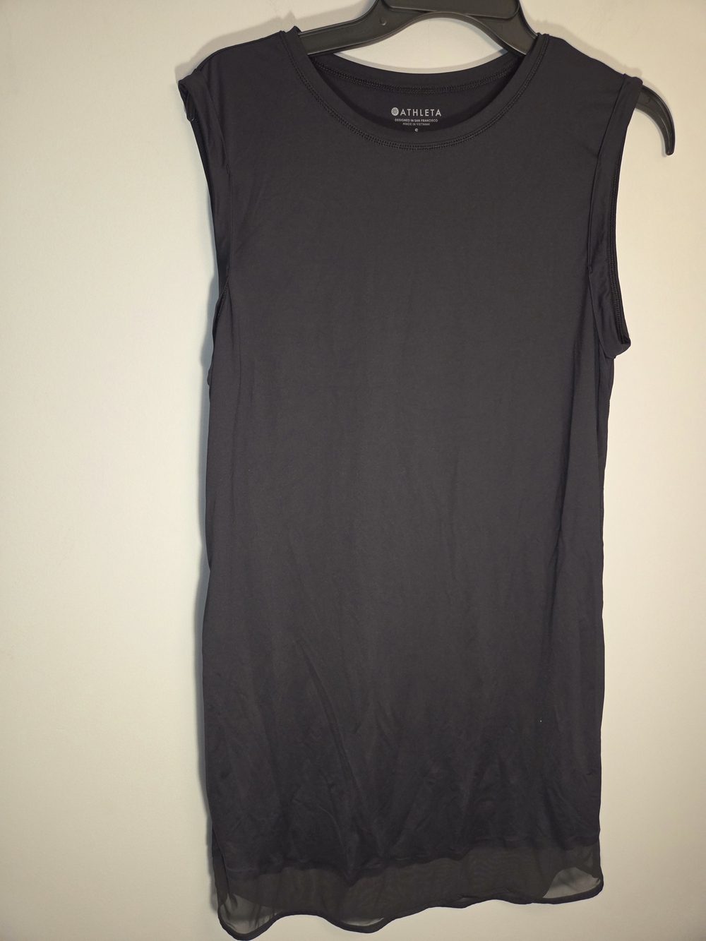Athleta Sunlover Sleeveless Mini Dress / Tunic Black Mesh Hem S.